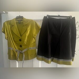 Elegant Black and Olive Skirt Set